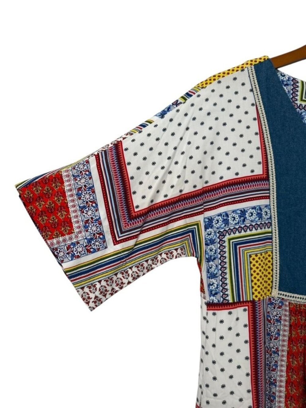 The Vermont Country Store Women's Patchwork Dress Multicolor Pockets Boho Size M - Picture 5 of 11